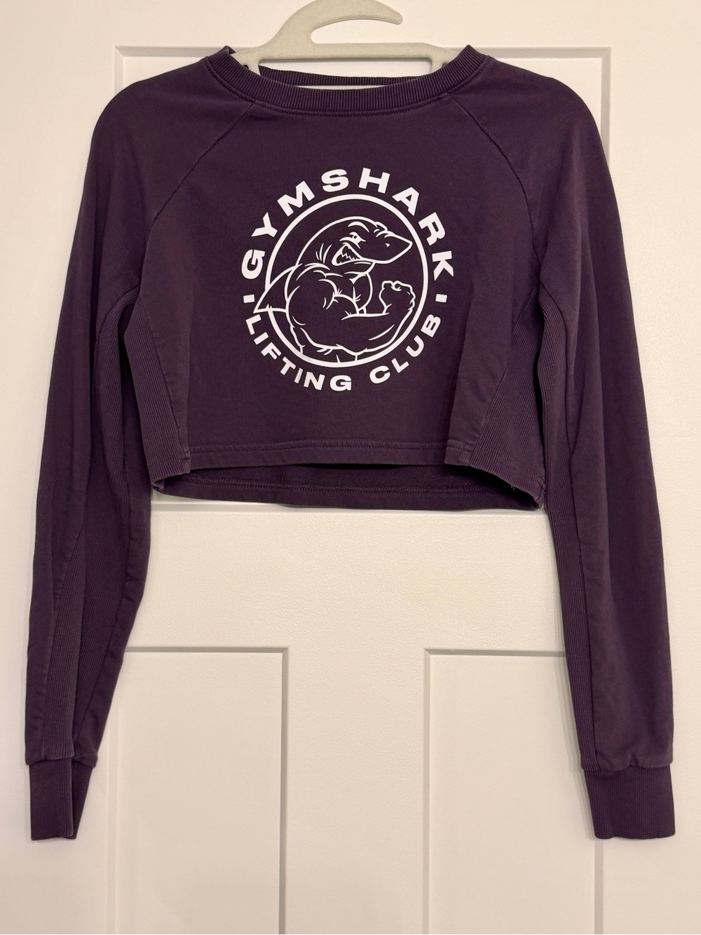 Gymshark Purple Cropped Lifting Club Sweatshirt Small
